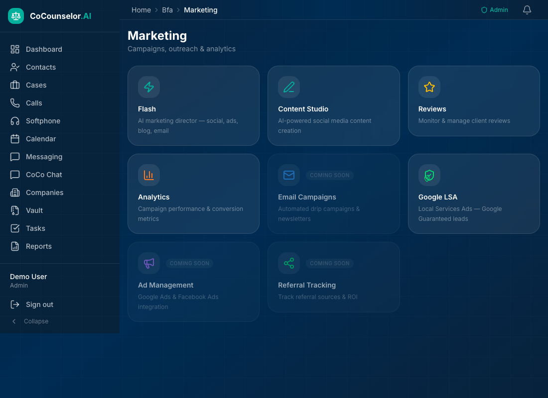 CoCounselor Marketing Hub